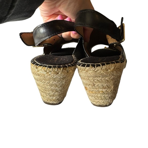 Clark’s - Artisan Black Leather Espadrille Wedge Sandals Sz 9 - Picture 7 of 12